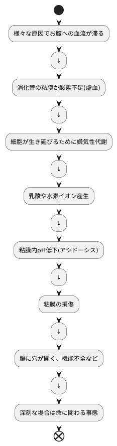 粘膜内pHの低下と虚血